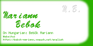 mariann bebok business card