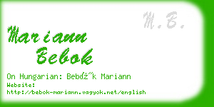 mariann bebok business card